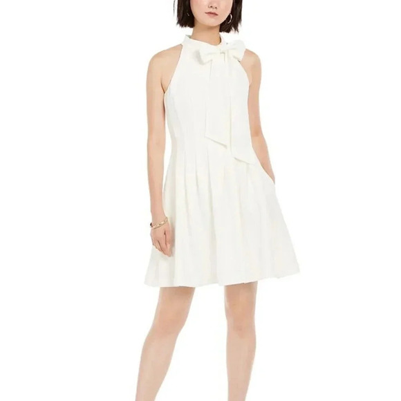 Vince Camuto Off White Tie Neck Dress - Picture 1 of 5